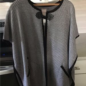 Chico's Monochrome Striped Knit Poncho